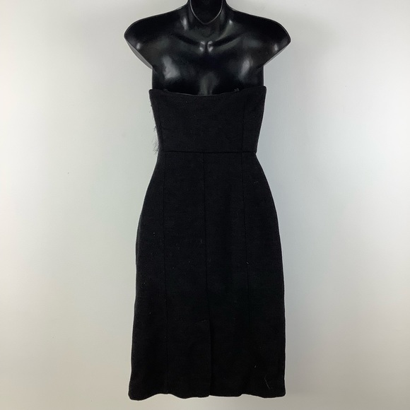 Banana Republic Strapless Fringe Knit Dress in Black - Picture 2 of 4